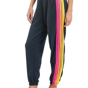 Aviator Nation Track Pants with Rainbow Stripes